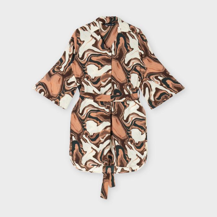 Gambar URBAN&CO Fashion Midi Length Blouse With Print - 50058 - BROWN, L dari URBAN&CO OFFICIAL undefined Tokopedia