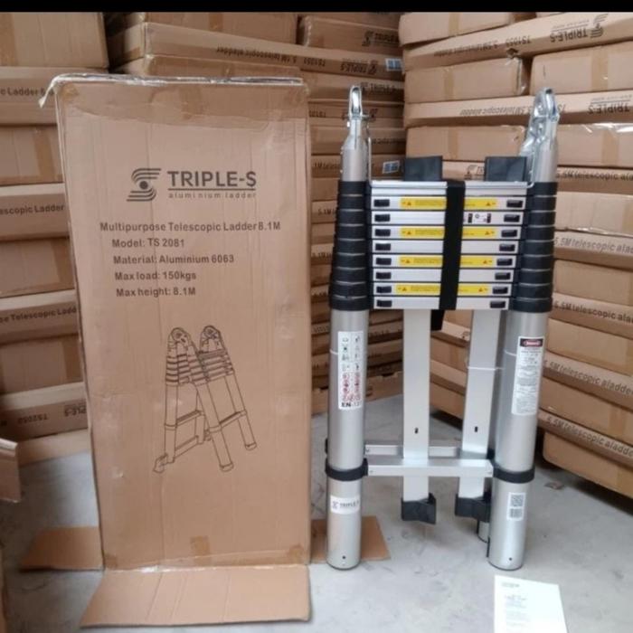 Gambar Tangga Double Teleskopik TRIPLE-S Telescopic Ladder 2x6 Steps 5 Meter - DOUBLE 8M dari Natolu Store undefined Tokopedia
