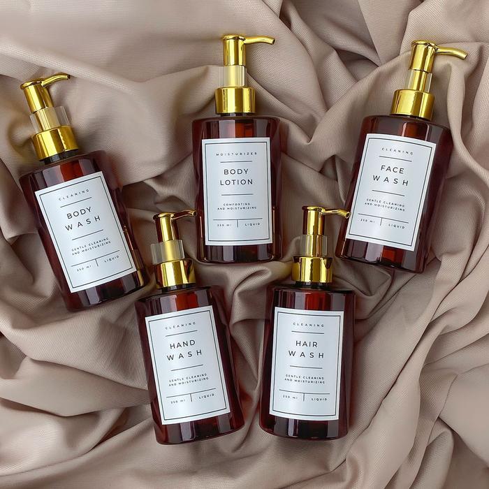 Jual Botol AMBER Fancy White Label isi ulang 250ml refill dekorasi