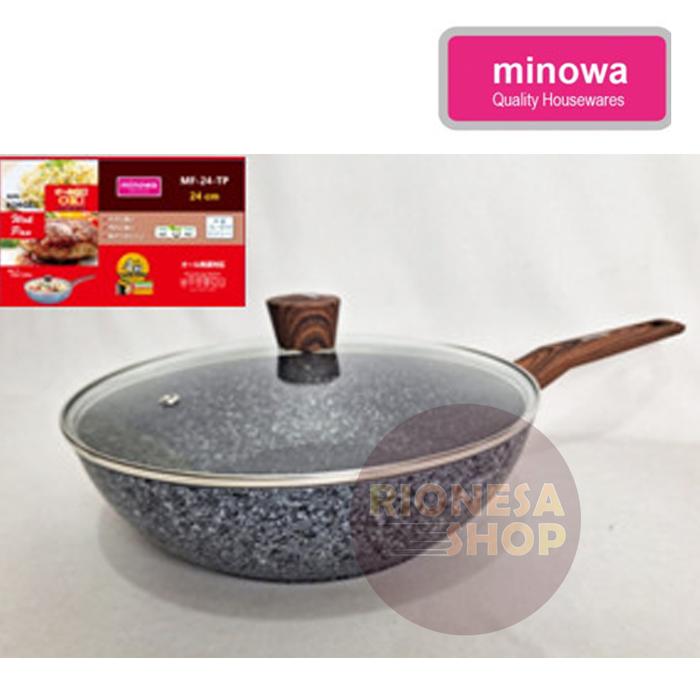 Gambar Yoshikawa Wok Pan 20 cm 24 cm Marble Induksi Gagang Kayu Tutup Kaca - Abu-abu, 20 cm + Tutup dari Rionesa Shop undefined Tokopedia