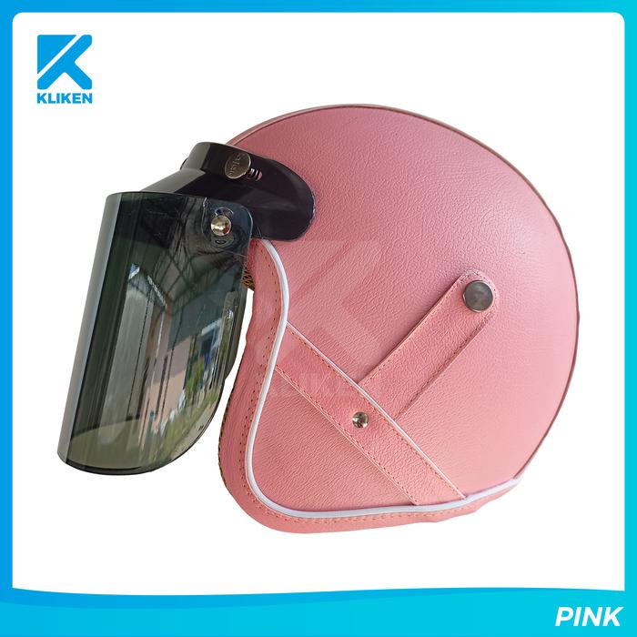 Gambar Helm Bogo Dewasa Full Leher Pres Kulit Dengan Kaca Datar dari KLIKEN undefined 5 Tokopedia