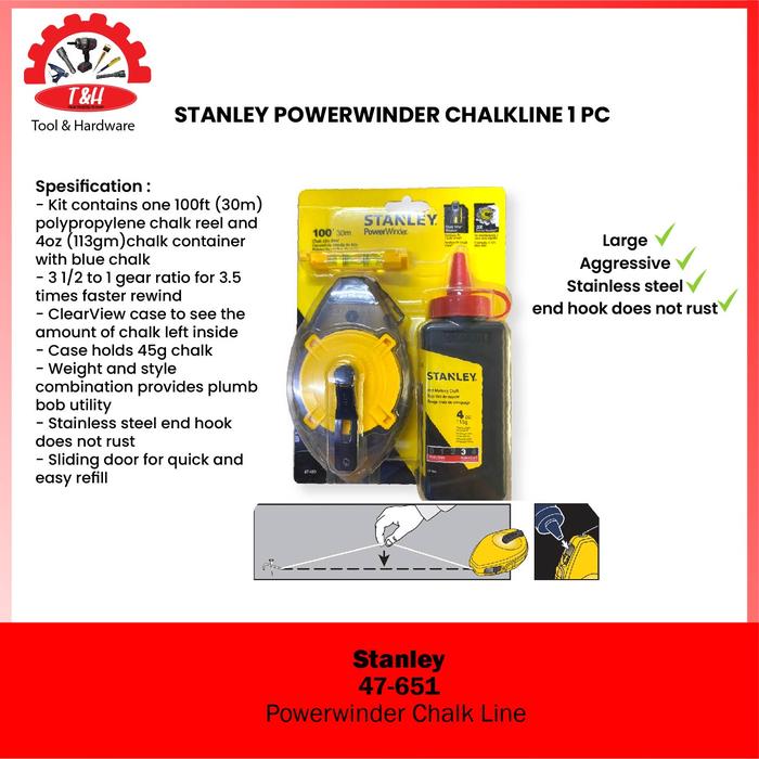 Jual STANLEY Powerwinder Chalk line 1 pc / Hand Tools Jakarta Barat