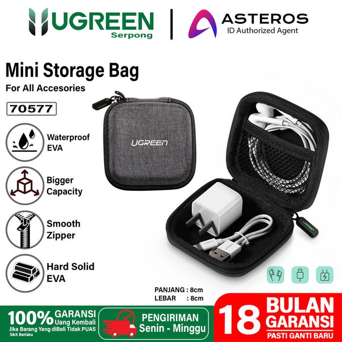 Gambar UGREEN Case Earphone Hardcase Protective Solid Mini Cover Bag - Fabric-Grey dari Duta Suara Electronics undefined Tokopedia