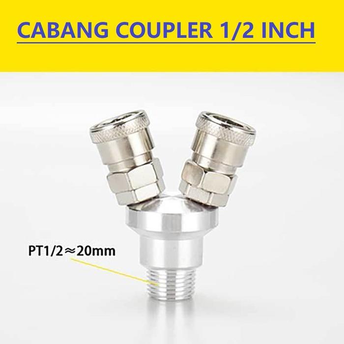Gambar Cabang Coupler Kopler Sambungan Selang Angin Kompresor Drat 1/2 Inch - SMV40 dari PerkakasInAja undefined Tokopedia