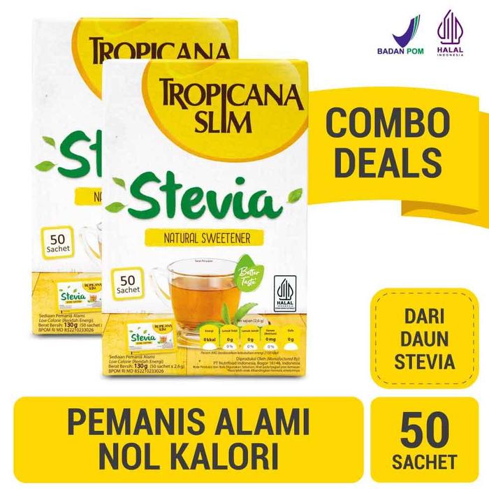 Gambar Twin Pack - Tropicana Slim Sweetener Stevia 50 sachet - Pemanis Alami dari Hwinda mart undefined Tokopedia