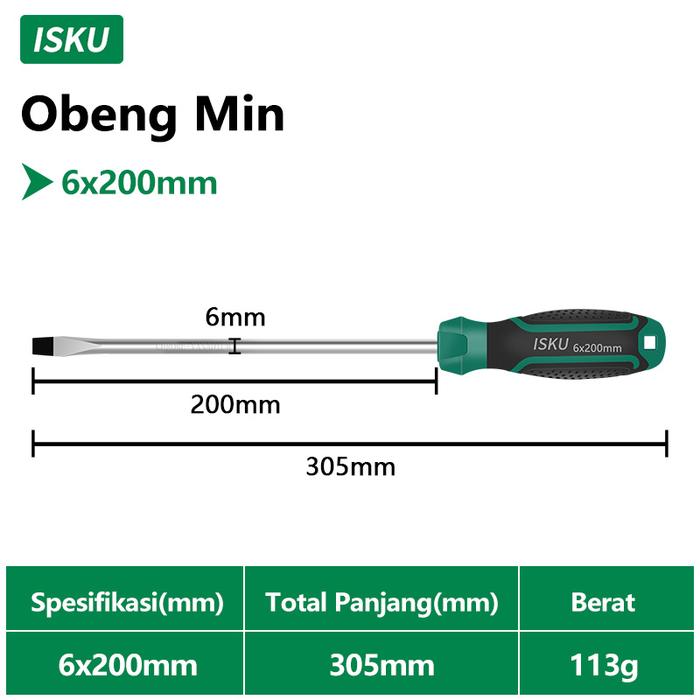 Gambar ISKU obeng set Screwdriver Sets /Obeng Plus Minus Magnet 2-in-1 - 6*200mm- dari repair tools undefined Tokopedia