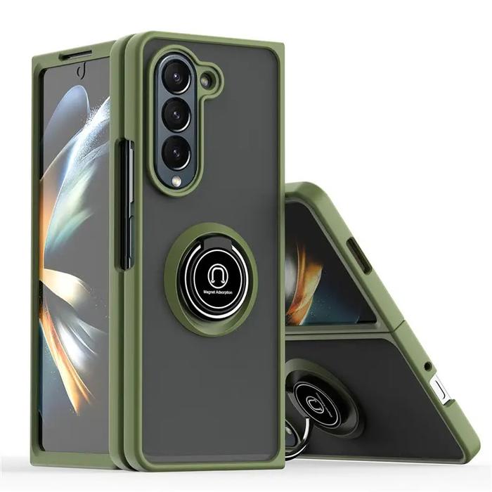 Gambar Case Compatible for Samsung Galaxy Z Fold 5 Fold5 Snapfit Ring Stand Cover - Green dari Primary Focuss undefined Tokopedia