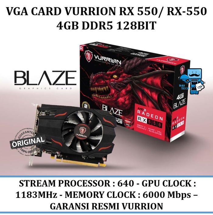 Vga Card Vurrion Rx 550 Rx-550 4gb Ddr5 128bit Garansi Resmi