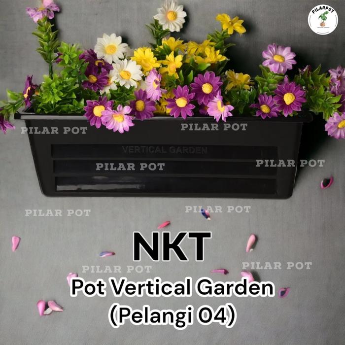 Gambar Pot Bunga Tanaman Vertical Tempel Gantung 35 cm - NKT PELANGI 04 HITAM dari pilar pot undefined Tokopedia