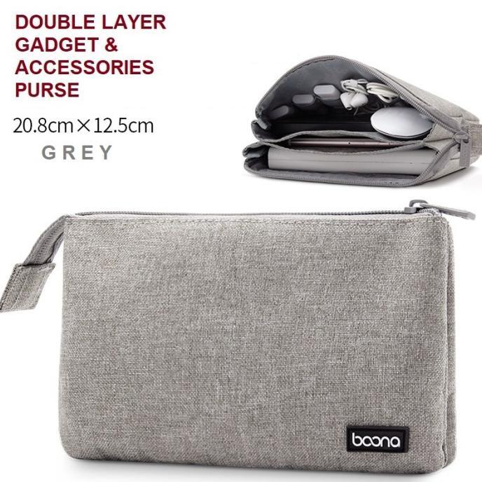 Gambar HOT SALE!!! [BAONA] DOUE LAYER ACCESSORIES DITAL PURSE TAS TRAVEL - PURSE - GREY dari Frisha_Shop undefined Tokopedia