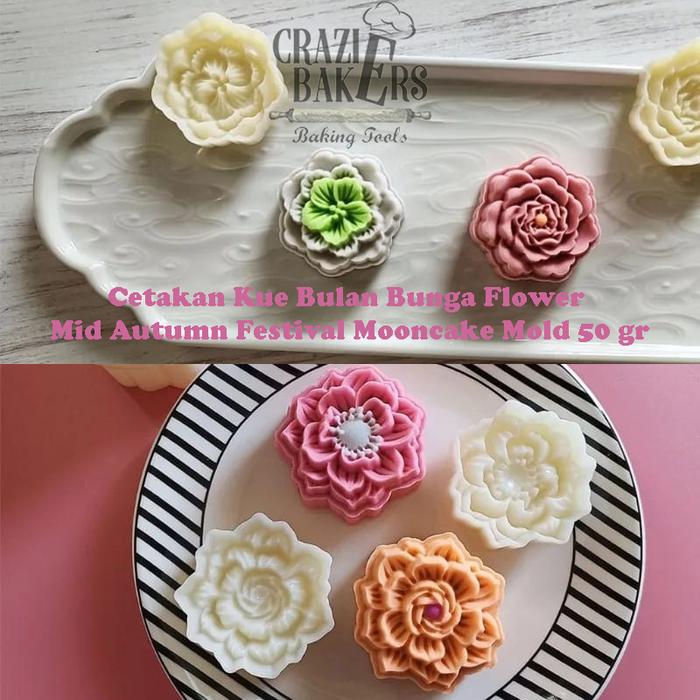 Press Mooncake Mold Kit 50g Press With Design Stamps (Mid