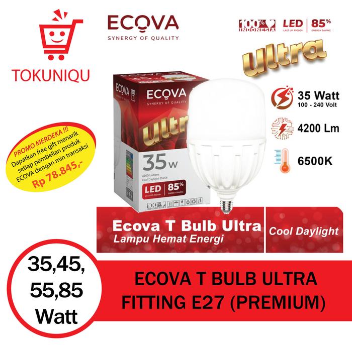 Gambar Lampu Bohlam LED ECOVA T Bulb Ultra Series Capsule E27 35W 45W 55W 85W - 35 WATT, Coolwhite 6500K dari TOKUNIQU undefined Tokopedia