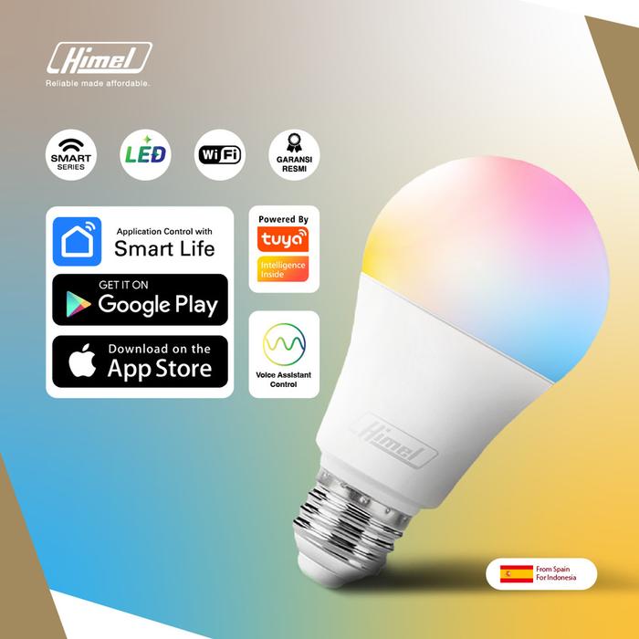 Gambar Lampu Smart LED WIFI - Smart Lamp / Bola Lampu Pintar / Bohlam 9 Watt - 9W - RGB + WW dari movios.id undefined Tokopedia