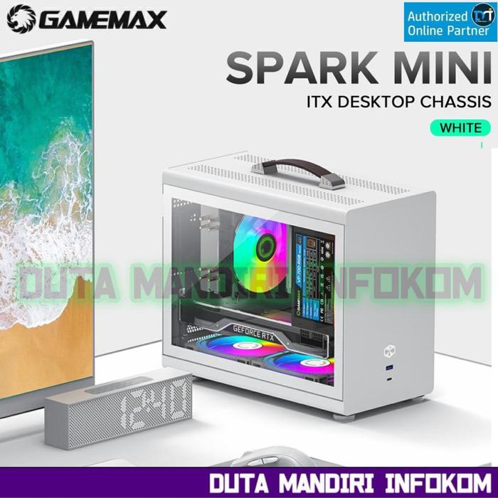 Gambar GameMax Spark Mini - Tempered Glass Compact Mini ITX Gaming Case - White Edition dari Duta Mandiri Infokom Kota Administrasi Jakarta Pusat Tokopedia
