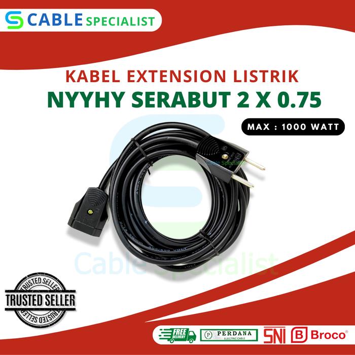 Gambar Kabel Extention Listrik Broco 1000 Watt Hitam Putih 11 - 20 Meter - Hitam, 12 Meter dari Cable Specialist undefined Tokopedia