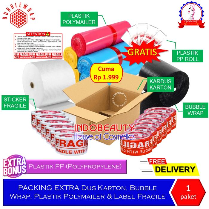 Gambar PACKING EXTRA Dus Box Karton Bubble Wrap Polymailer GRATIS Plastik PP dari INDOBEAUTY House of Cosmetics undefined Tokopedia