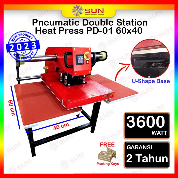 Gambar Mesin Press Sablon Kaos Pneumatic Double Station PD-01 60x40 - PD-01 60x40, Surabaya dari Sun Indonesia undefined Tokopedia