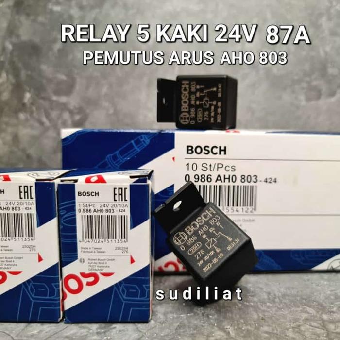 Jual RELAY BOSCH 5 KAKI 24V 20/10A 87A AHO 803 424 PEMUTUS ARUS