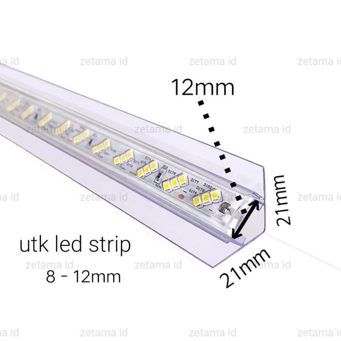 Gambar Klem Led Strip Housing Lampu Selang/Led Strip Akrilik Cover Led 1 Mtr - Akrilik V dari zetama id undefined Tokopedia