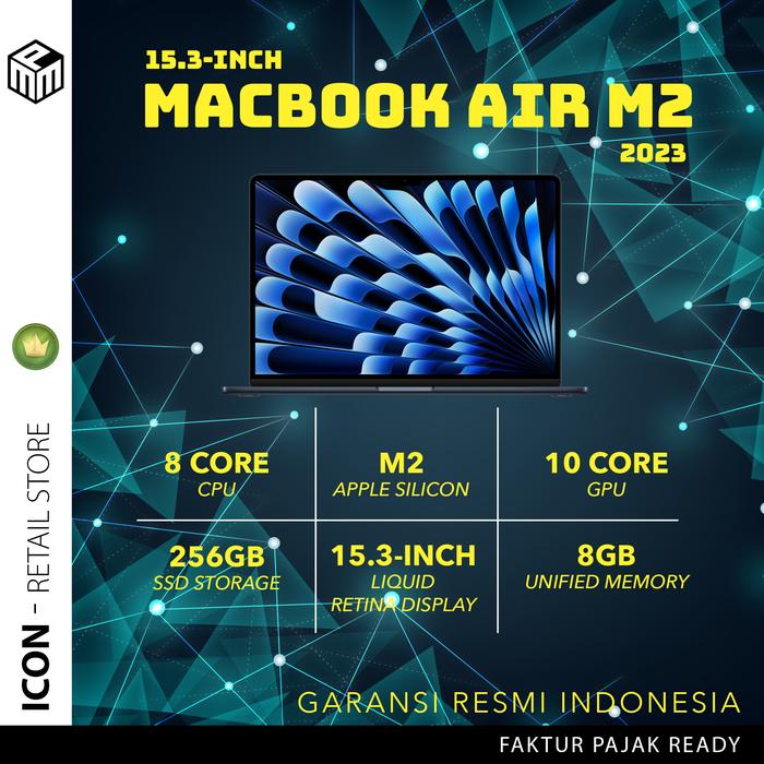 Gambar Apple MacBook AIR M2 15-inch 2023 256GB GARANSI RESMI INDONESIA IBOX - MIDNIGHT dari ICON Retail Store undefined Tokopedia
