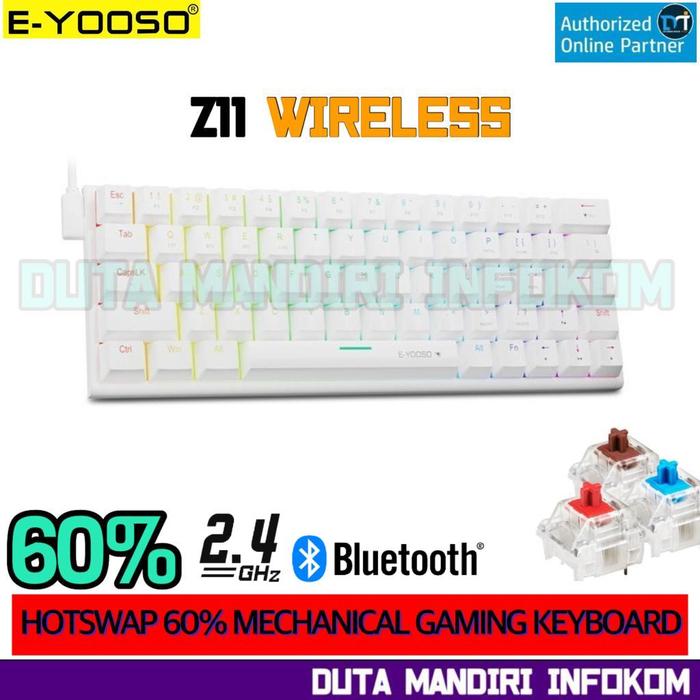 Gambar E-yooso Z11 - Wireless 60% Hotswap Mechanical Gaming Keyboard I Z-11 - White-White , Blue SW dari Duta Mandiri Infokom undefined Tokopedia