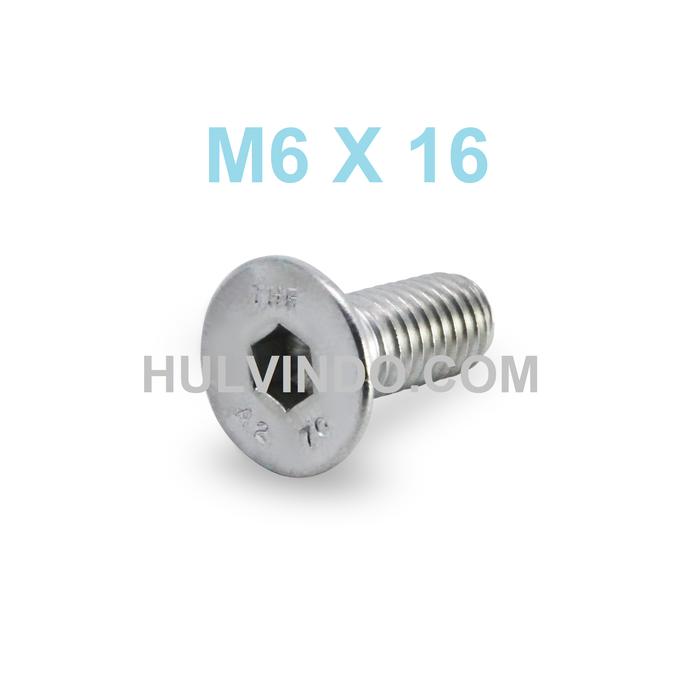 Gambar VERSING L / FLAT HEAD COUNTERSUNK SOCKET CAP SCREW STAINLESS M6 X 16 dari Toko Aneka Guna Tangerang undefined Tokopedia