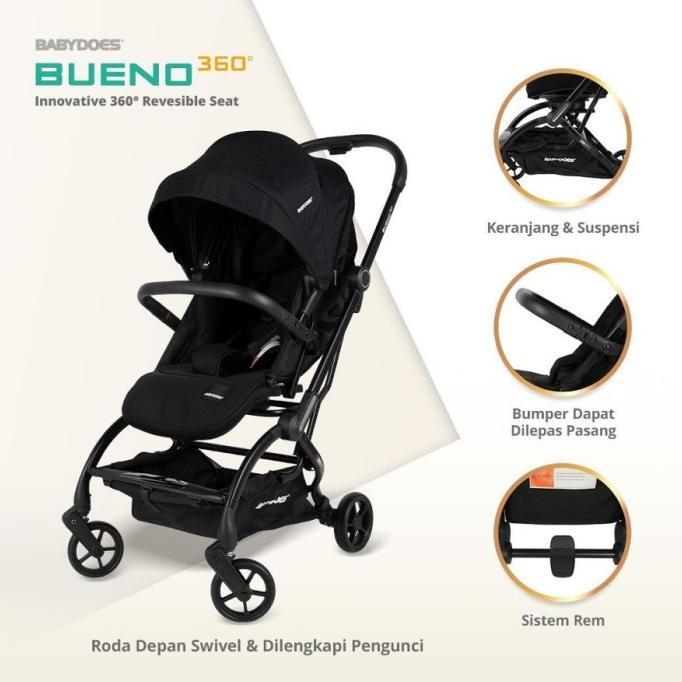 Gambar Strollers Babydoes Bueno 360 Reversible Seat / Kereta Dorong Bayi - BLACK, NON BUBBLE dari Skyhyslu undefined Tokopedia
