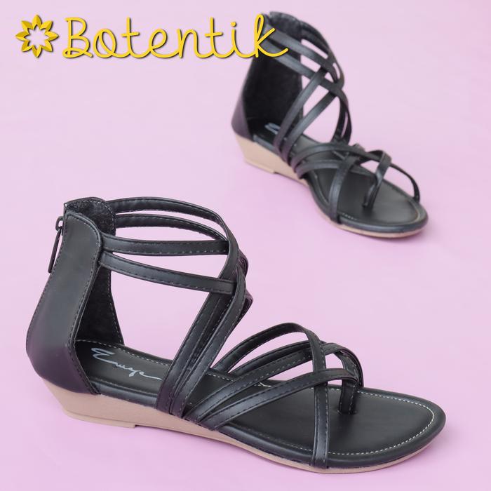 Gambar Emye Sepatu Sandal Tali  Jepit Flat Gladiator Wanita GL06 - Hitam, 37 dari Emye_NEW undefined Tokopedia