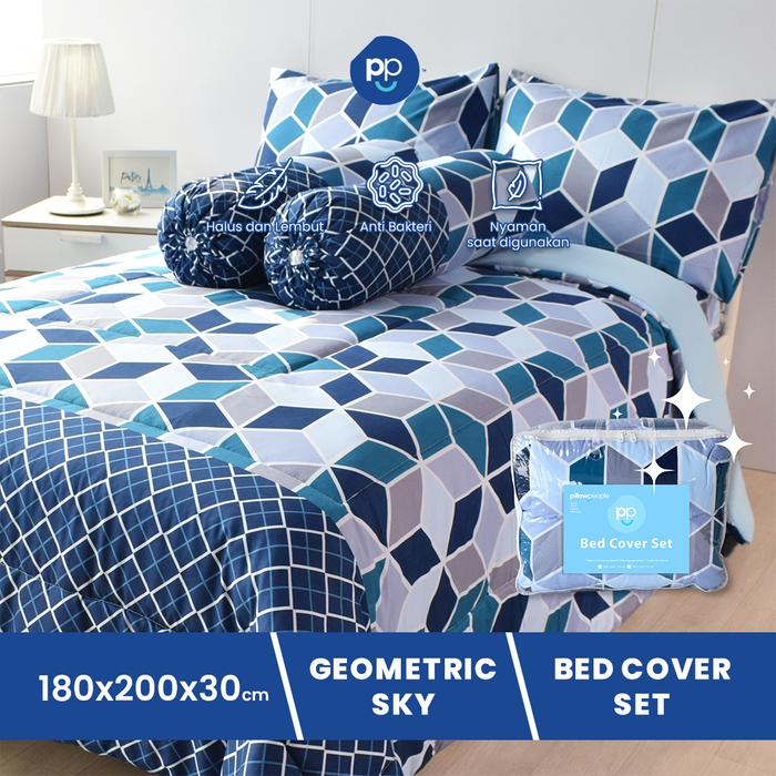 Gambar Pillow People Bed Cover Set Padding 180x200 cm tinggi 30 cm - Geometric Sky dari Pillow People undefined Tokopedia
