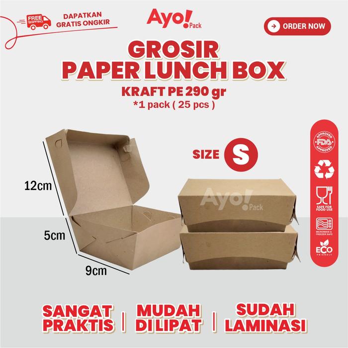 Gambar PAPER LUNCH BOX KOTAK MAKANAN KRAFT COKLAT POLOS GROSIR - S dari ayopack undefined Tokopedia