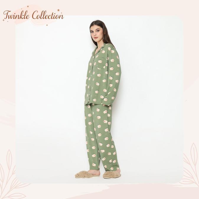 Gambar Greet Night Wear Set Piyama Wanita Lengan Panjang Tencel Tc-048 Ptpk dari barmawika undefined Tokopedia