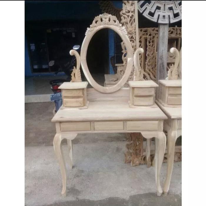 Gambar meja rias jati model minimalis - Belum cat dari Prayastistore undefined Tokopedia