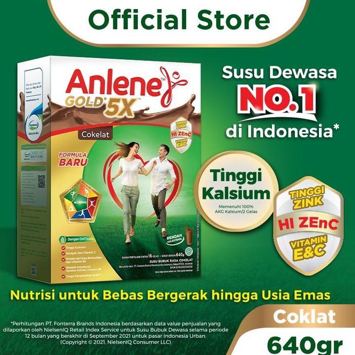 Gambar terlaris Anlene Gold 5X Susu Bubuk Dewasa Cokelat 620g - Nutrisi dari nabila food33 undefined Tokopedia