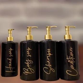 Gambar BOTOL SABUN CAIR PUMP 500ML HITAM / BOTOL PUMP 500ML HITAM LUXURY GOLD - Botol Hitam, Shampoo dari Hanisa0312 undefined Tokopedia