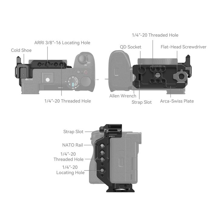 L-Plastra SmallRig 5061 Con Manico In Silicio Per Sony Alpha 6700 – Base A L