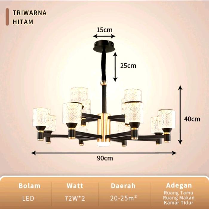 Gambar Lampu gantung Hias minimalis modern mewah elegant 3 cahaya - 12 KEPALA dari LAMPU MODERN undefined Tokopedia