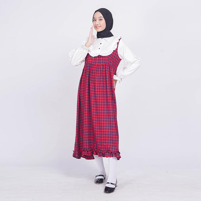 Gambar Kyoya Official - Vivia Tartan Midi Dress - Red dari Kyoyaid Kota Bandung Tokopedia