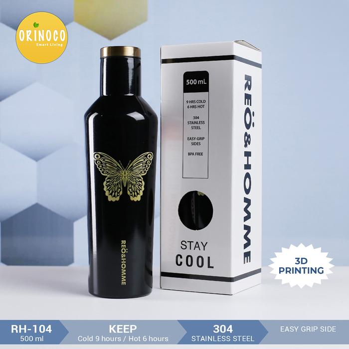 Gambar Botol Thermos Stainless RH-104 Tumbler Vacuum Flask Aesthetic 500ml - Hitam dari Kioslunchbox bogor undefined Tokopedia