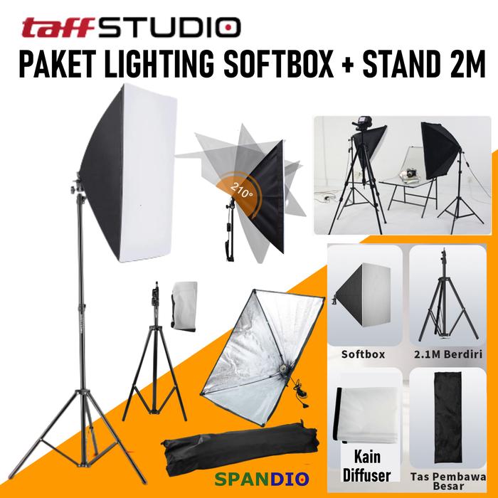 Gambar Paket Softbox Taffstudio 50x70 + Stand 2M Lamp Youtuber Foto Produk - Softbox + Stand dari Spandio undefined Tokopedia