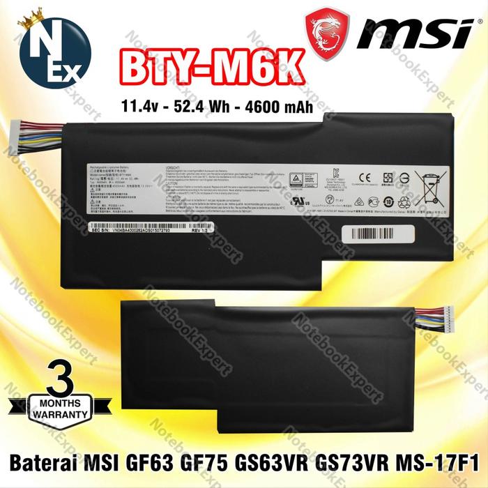 Batteria BTY-M6K per MSI GF63 GF65 GF75 GS73VR WP65 Batteria BTY-M6K per MSI GF63 GF65 GF75 GS73VR WP65