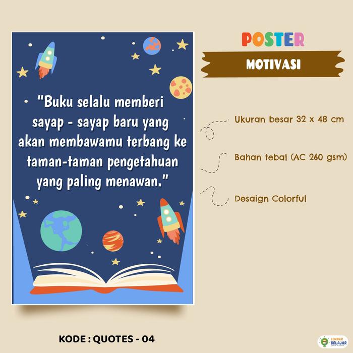 Gambar Poster Motivasi Kata Mutiara - Poster Quotes Anak - Pajangan Dinding - Quotes - 04 dari Lembar Belajar undefined Tokopedia
