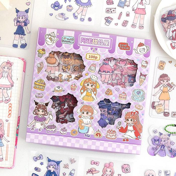 Gambar Stiker 100 Lembar Tema Perempuan Sticker Anak Tumblr Viral Lucu Cute - ARNO DESSERT dari Vicias undefined Tokopedia