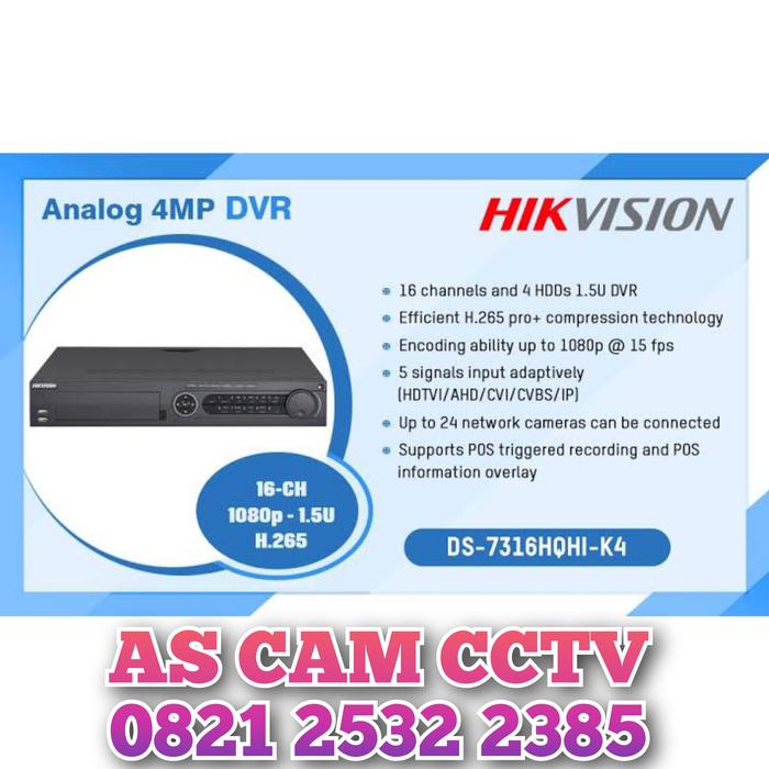 Dvr Hikvision 16ch Turbo Hd 40 15u H265 Ds-7316hqhi-k4