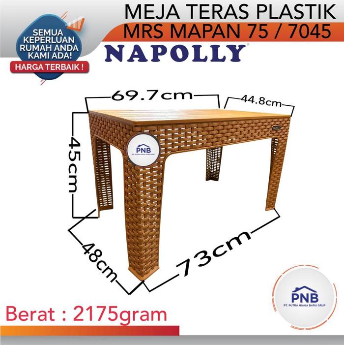 Gambar MEJA TERAS PLASTIK NAPOLLY ROTAN MAPAN 75 (KURIR INSTANT) dari PT PUTRA NIAGA BARU GRUP undefined Tokopedia