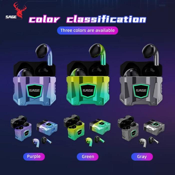 Gambar ORIGINAL TWS SAGE G05 Headset Bluetooth gaming kabel type - c Headphone Earphone Full Bass Stereo Wireless Earphone TWS kualitas premium LED With Mic Headphones Handset HiFi Stereo Earbud Power Bank  Tahan Air  ORI - SILVER dari SAGE STORE ID undefined Tokopedia