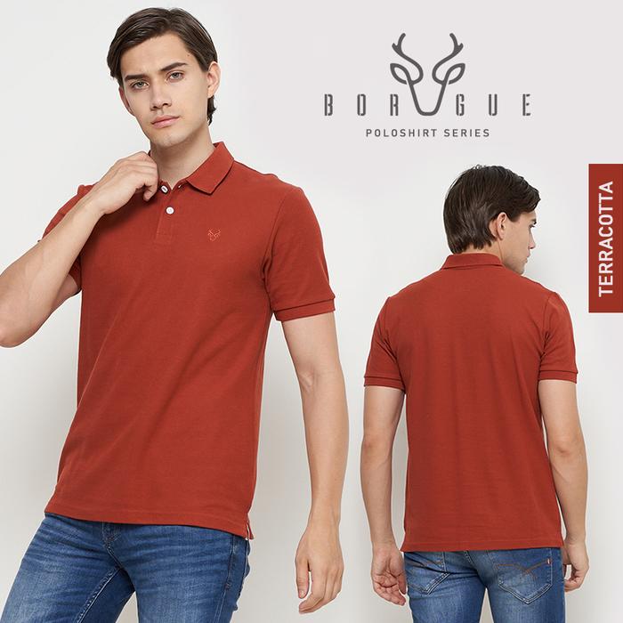 Gambar Kaos Krah Pria Polo Shirt Polos Laki Laki Dewasa Slim Fit Original - Terracotta, XL dari Borgue Apparel undefined Tokopedia