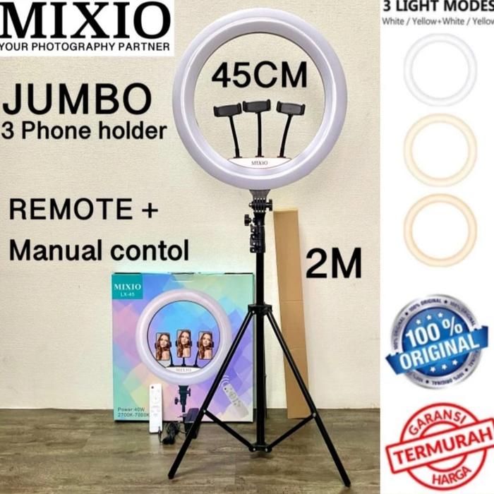 Gambar MIXIO PROFESSIONAL LED RING LIGHT 18 INCH / 45CM 2Meter with 3 holder dari infinity.techno undefined Tokopedia