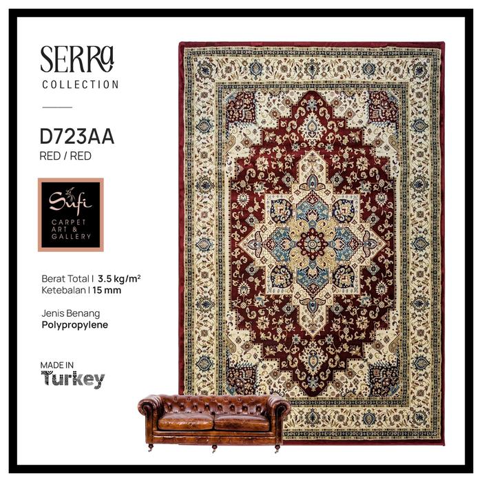 Gambar Karpet Lantai Permadani Klasik Tebal Mewah Design Turki Serra D723AA 200x300 Cm - Red dari Sufi Carpet undefined Tokopedia