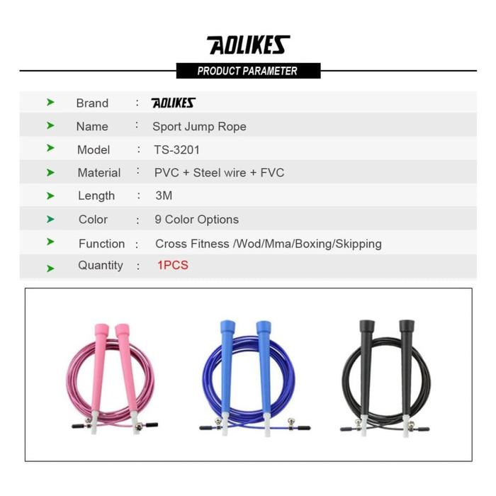 Gambar Tali Skipping Aolikes 3201 Jump Rope Skiping Olahrga Gym Cardio Fitnes - Hijau dari Rockbrosindo undefined Tokopedia