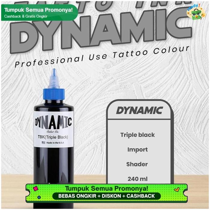 Gambar TERBARU TINTA TATTOO BLACK DYNAMIC TBK / BLK (TRIPLE BLACK / BLACK) - BLK 8oz dari toko simpony undefined Tokopedia